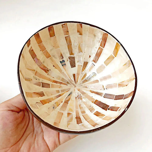 bol décoratif coquille coco artisanal mosaïque bois rangement bijoux clés maison