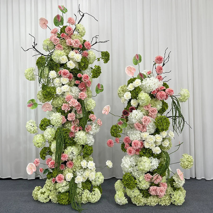 Architectures décoration florales artificielles blanches roses vertes romantiques occasionnelleextérieur mariage anniversaire