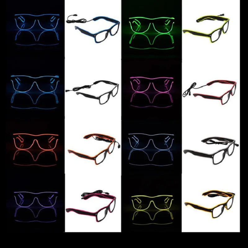 lunettes soleil lumineuses clignotantes filament led occasion fête moderne couleurs vives variées
