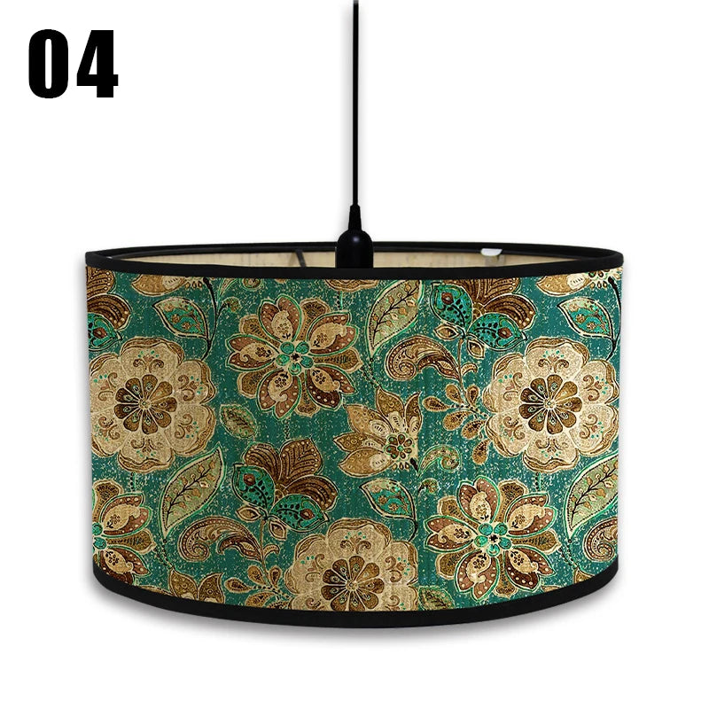 abat jour vintage bambou imprimé floral boho chic décoration maison art déco