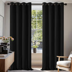 rideaux noir opaques modernes tissu plissé métalliques tringle salon chambre coucher