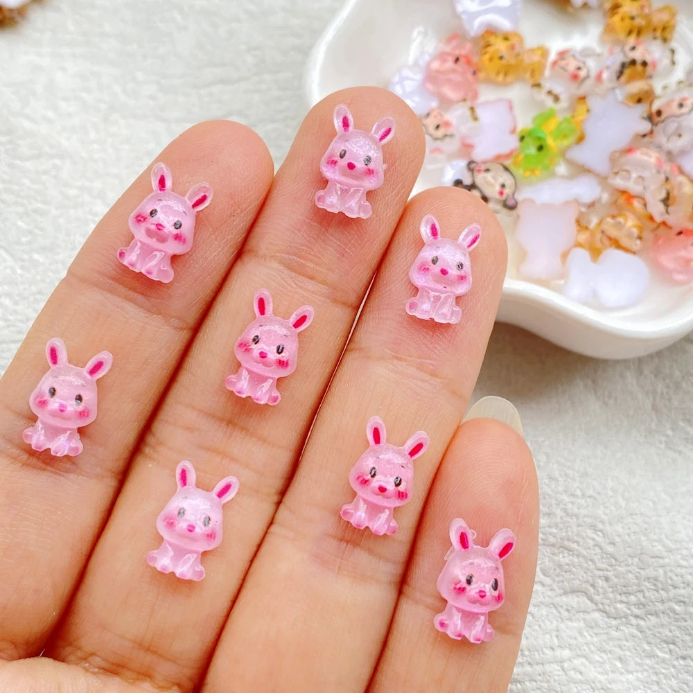 bijoux ongles animaux mignons résine cartoon grenouille rat chien singe vert bleu jaune rose