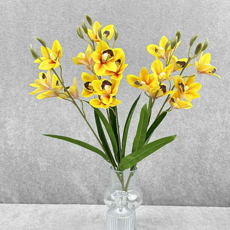 bouquet fleurs artificielles orchidée cymbidium violet rose décoration maison mariage intérieur moderne