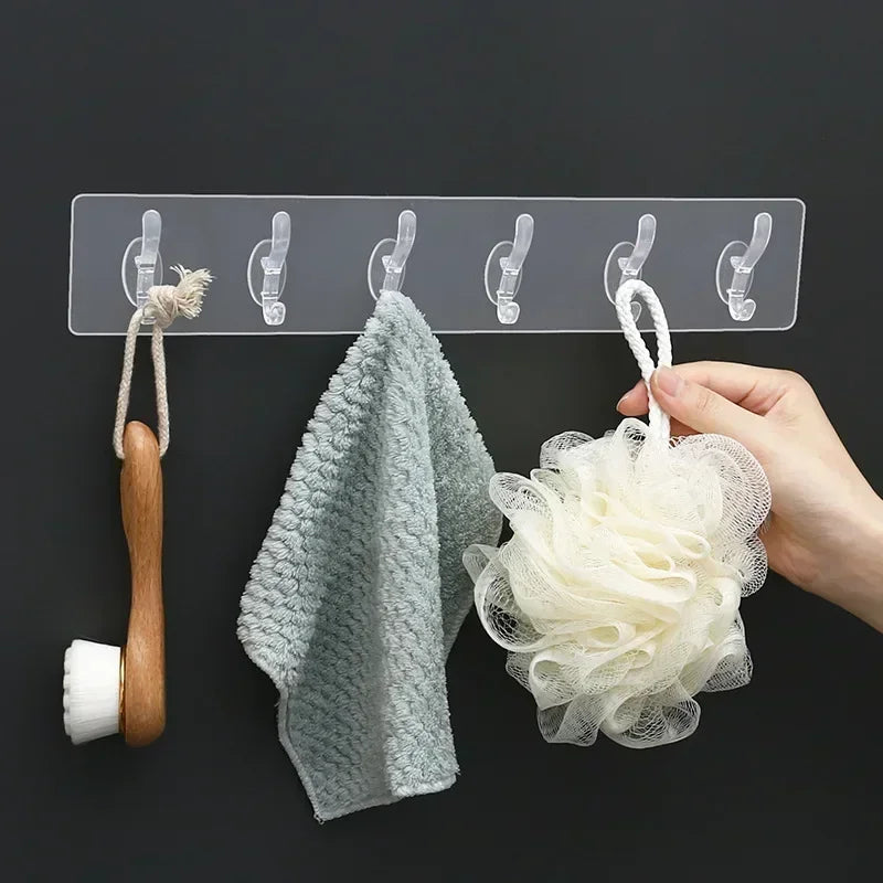 crochet mural autoadhésif transparent serviettes brosse gant moderne salle bain cuisine multifonctionnels pack