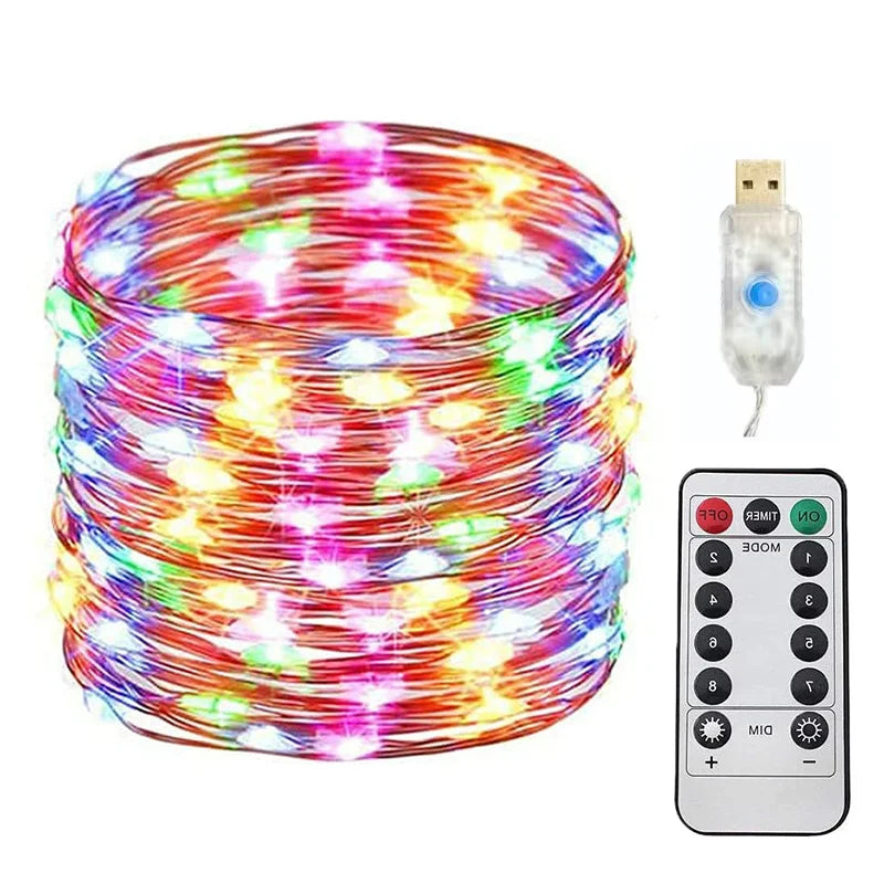 guirlande lumineuse led multicolore 20m 200leds 8modes télécommande étoiles moderne adhésif noël fêtes decoration