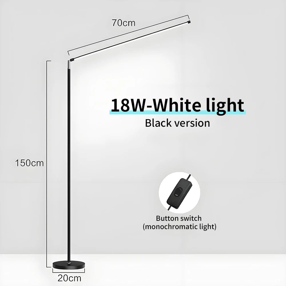 lampe sol moderne 150cm noir blanc led télécommande étude chambre salon
