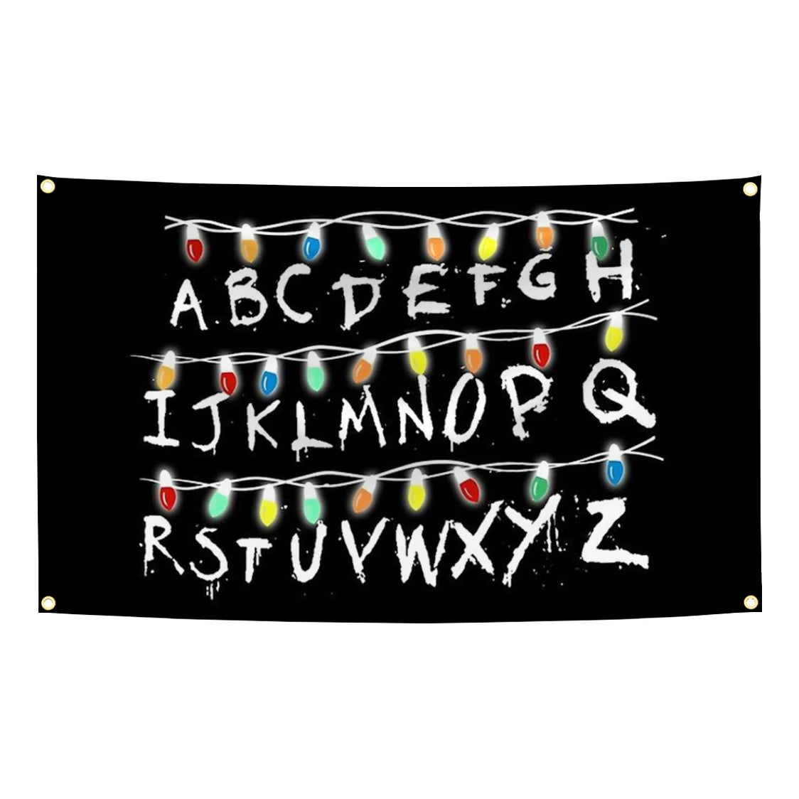 tapisserie murale décoration moderne alphabet anglais guirlande lumineuse violet noir beige blanc tissu polyester
