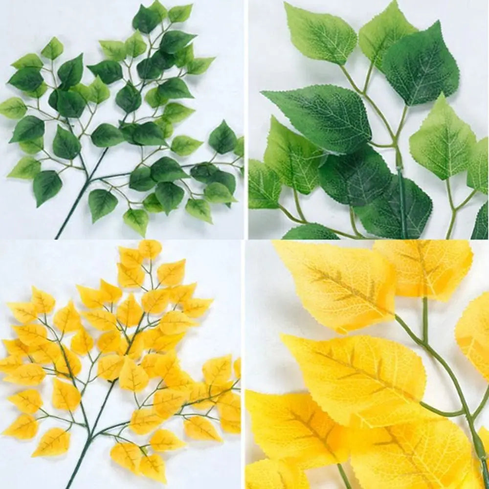 feuilles artificielles vertes rouges jaunes modernes décoration intérieure extérieure exposition anniversaire