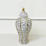 vase géométrique pois bordure dorée blanc noir intérieur élégant classique deco fleur pot gingembre