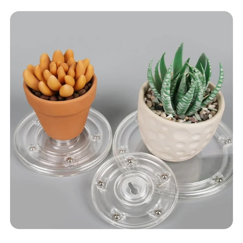 support pot transparent rotatif base ronde lazy susan plastique acrylique moderne fixations bijoux décoration