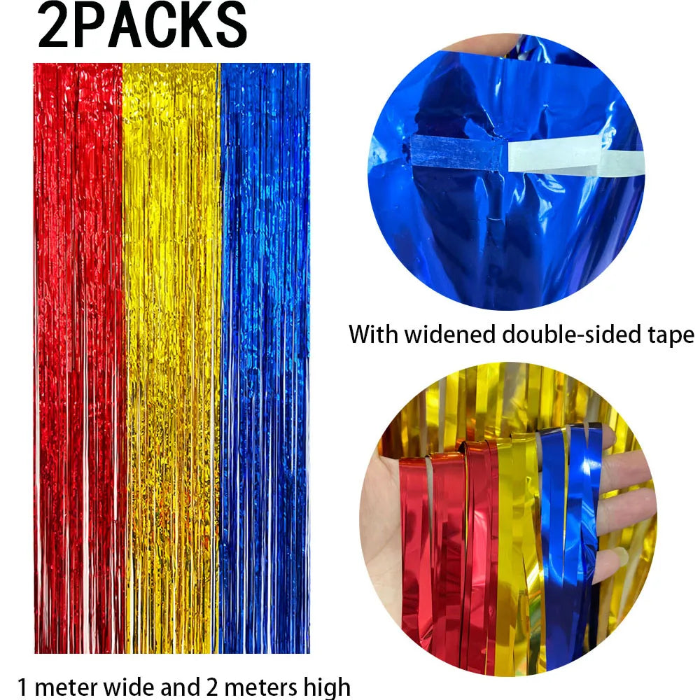 rideau franges métalliques couleurs vives mariage anniversaire décoration festive adhésif pack deux