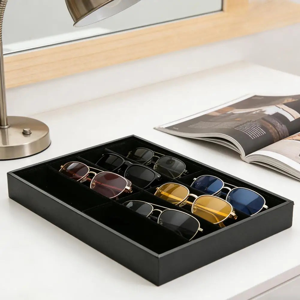 boîte rangement lunettes velours gris noire compartiments modernes protection bijoux