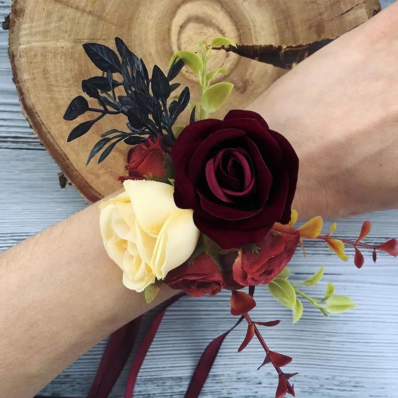 Roses artificielles velours rouge foncé bouquet decoration mariage anniversaire intérieur classique