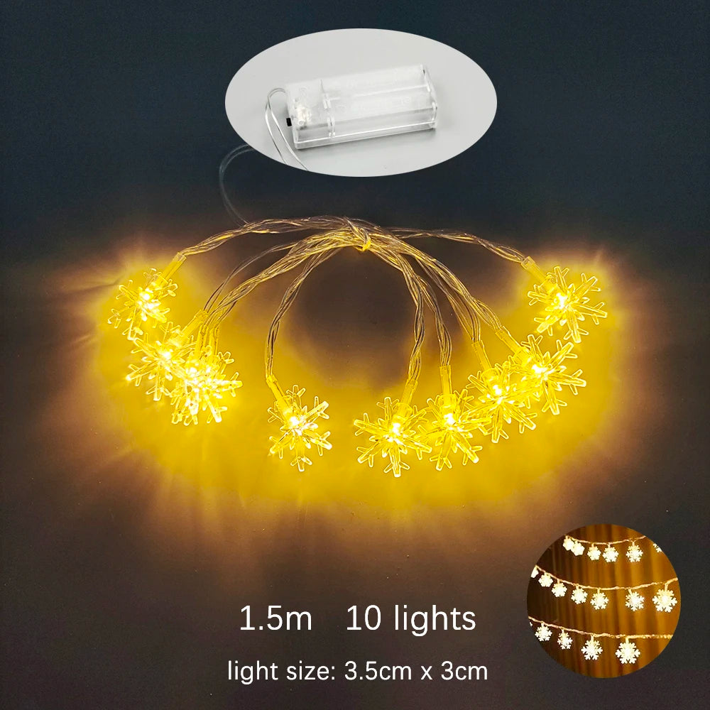 guirlande lumineuse noël pères noël flocons boules rennes clips festive rouge blanc doré