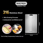 planche découper acier inoxydable argenté moderne poignée intégrée lisse brossée cuisine utilitaire double face