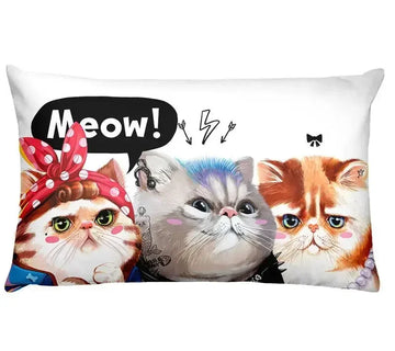 coussin rectangulaire décoration lit motif chat lapin cartoon couleur artistique taille 30x50cm polyester