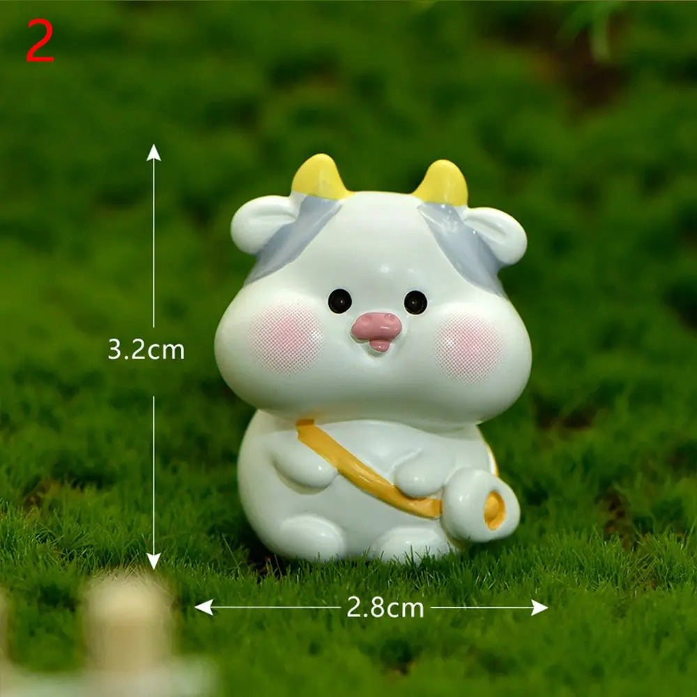 figurines animaux résine polie cartoon mignon dessin animé blanc bleu rose jaune vert accessoire