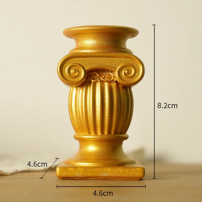 bougeoir classique blanc or sculpté décoration maison statue colonne grecque résine architecturalintérieur ornement