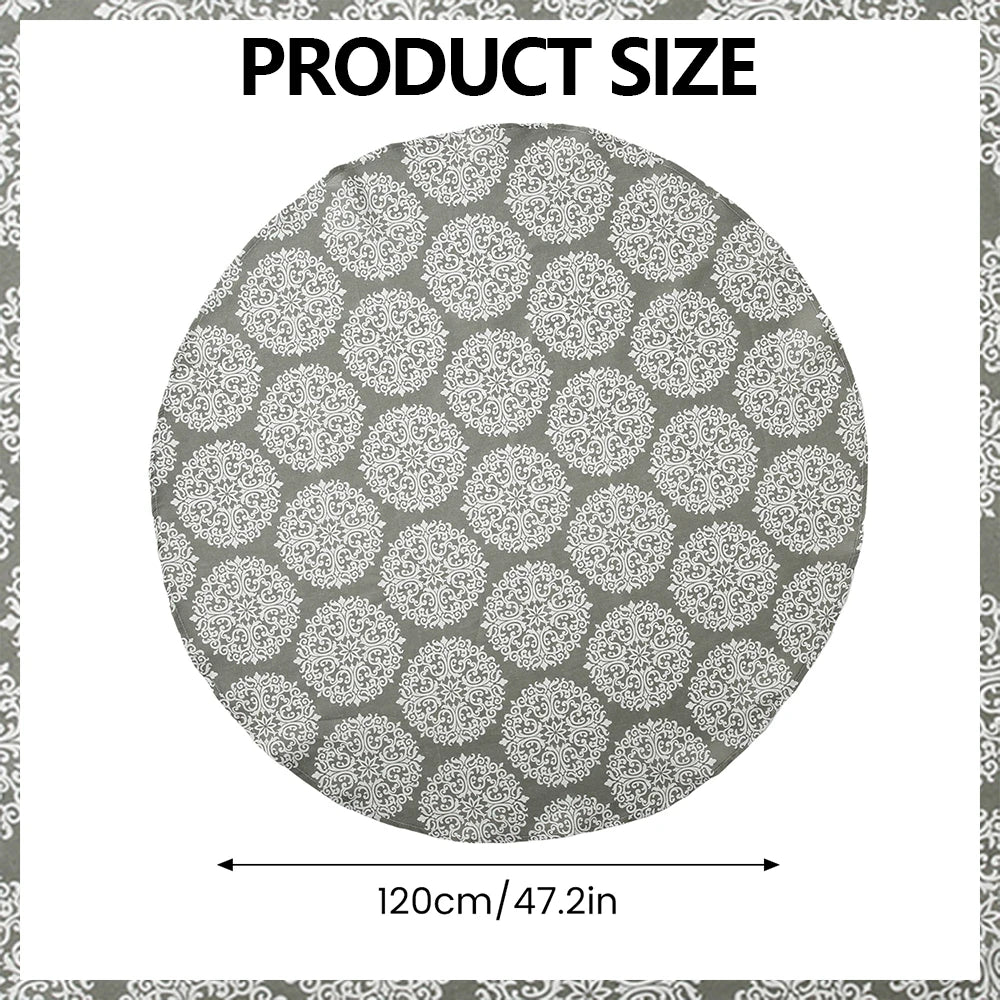 nappe ronde gris jaune moderne 100cm 120cm 150cm motifs géométriques abstraits table décoration intérieureextérieur