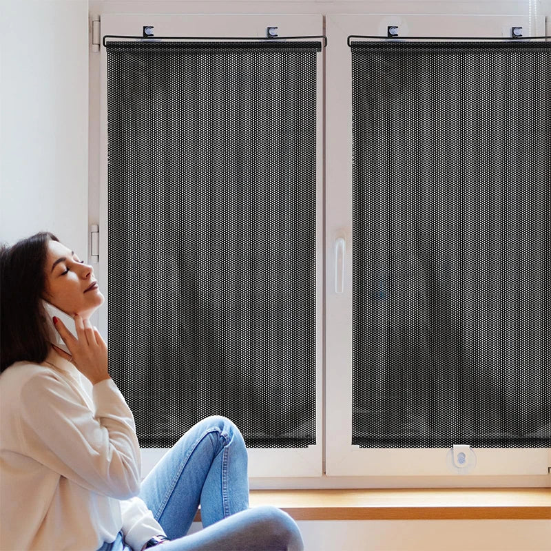 rideaux enrouleurs sans perçage store noir maille fine opaque fenêtre moderne ventouse