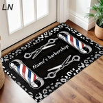 tapis moderne antidérapant salon entrée noir blanc rouge bleu motifs coiffure bienvenue