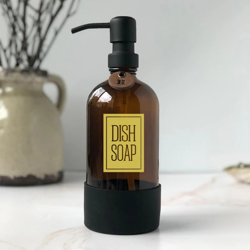 autocollant adhésif transparent distributeur savon liquide bouteille verre décoration salle bain