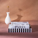 boîte mouchoirs moderne tissu amovible imprimé york paris london noir blanc minimaliste tendance decoration