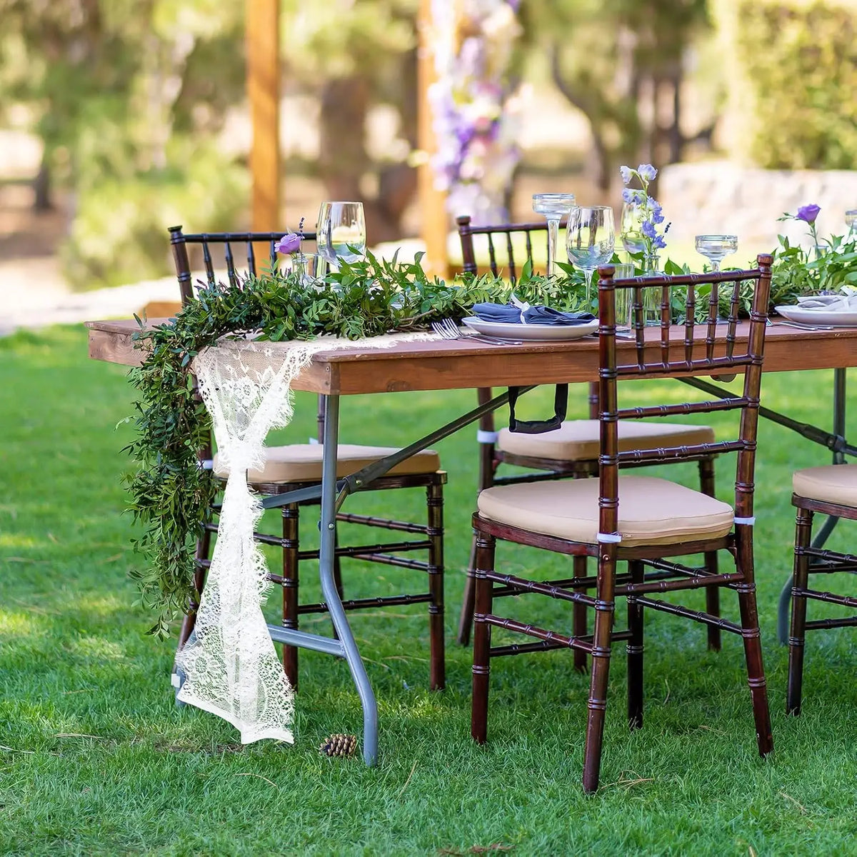 chemins table dentelle brodée mariage blanc rustique motifs floraux 10 pièces transparents