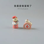 figurines animaux mignonnes résine strawberries fruits décor maison kawaii blanc rose beige rouge cartoon