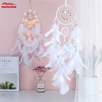 dreamcatcher bohème led plumes semi transparentes toile tissée colorées suspension