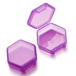 boîtes rangement hexagonnelles modernes transparentes clips colorées bleu noir vert orange violet rouge 42x46mm