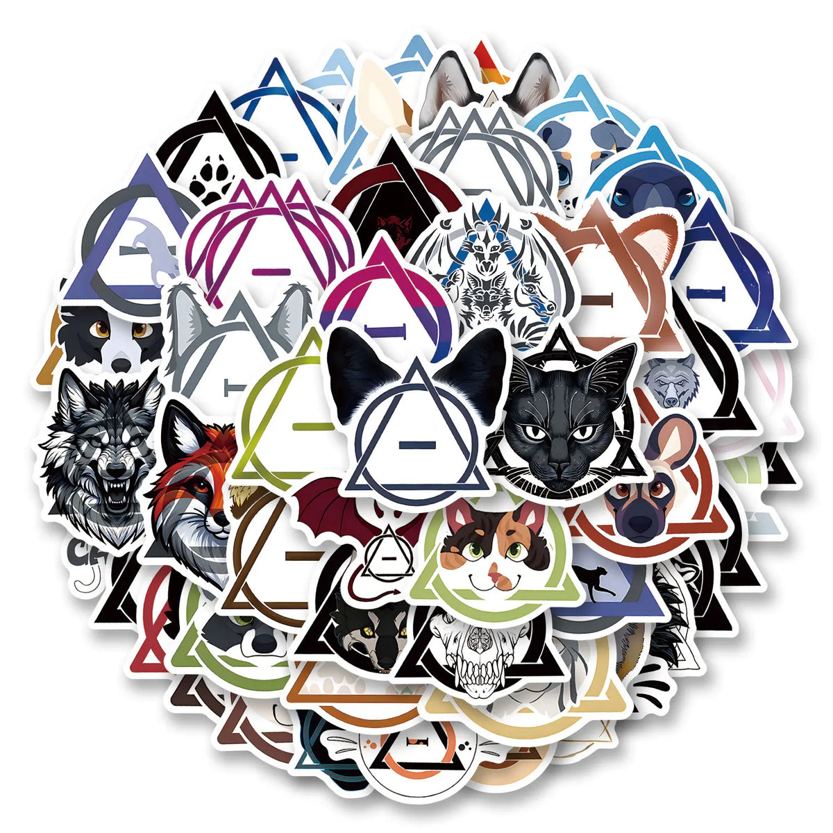 stickers graphiques animaux symboles geometriques multicolores adhésifs sports plein air festifs