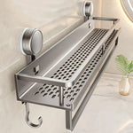 étagère murale moderne argentée perforée adhésive rangement salle bain cuisine serviette flacon produits cosmétiques