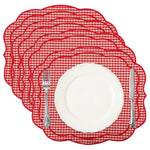 serviettes table rose vert beige scalloped bordure pointillé blanc opaques classiques table manger