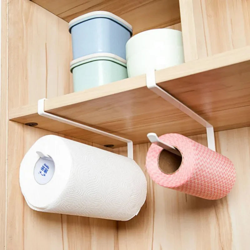 porte serviettes moderne adhésif blanc rose tissu motifs géométriques cuisine organisation inoxydable aluminium