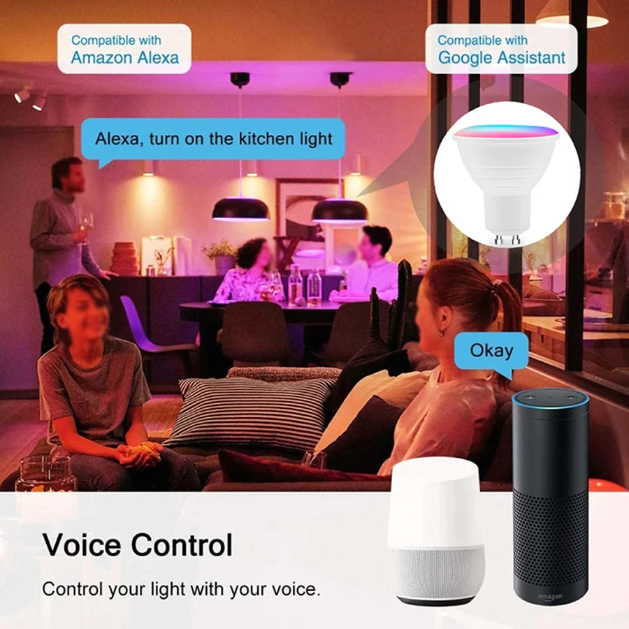 ampoule led gu10 wifi blanc moderne contrôle app alexa google