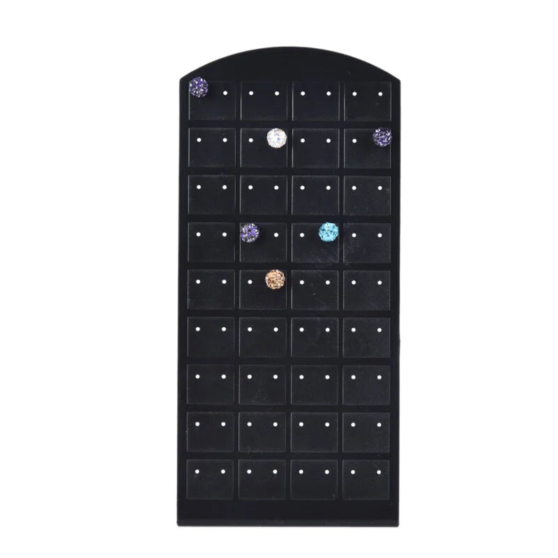 porte boucles d'oreilles moderne velours noir blanc grille perforations pieds boucles d'oreilles.storage organizer