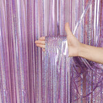 décoration anniversaire rideau violet argent moderne stripes brillantes opalescent festif
