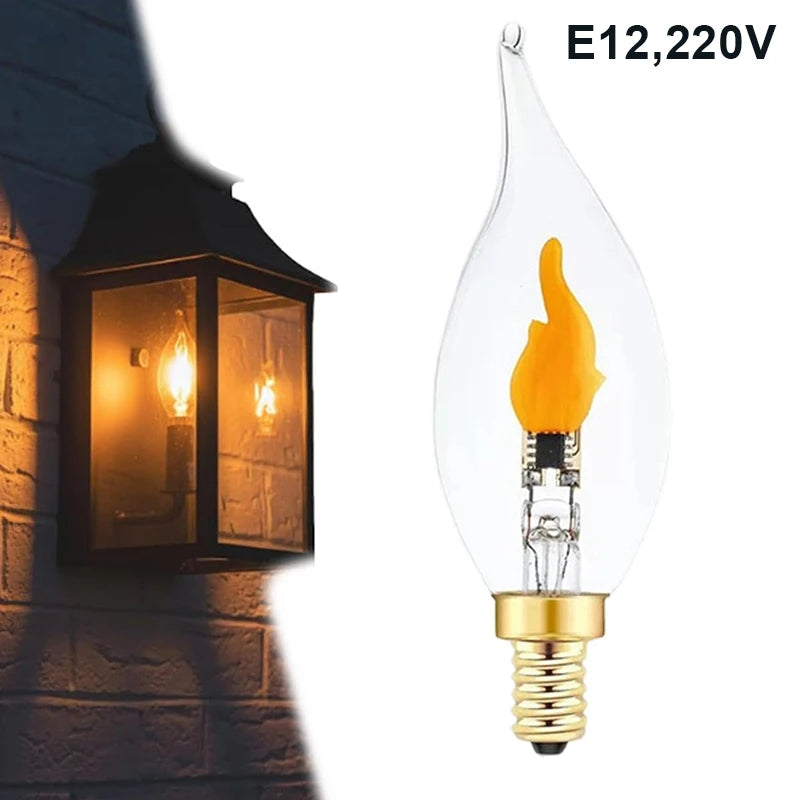 ampoules led effet flamme vacillante base e12 transparentes jaunes modernes decoratives rechargeables solaires