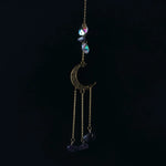 bijou pendentif cristal or bleu violet vert formes géométriques motifs oculaires translucides boho chic