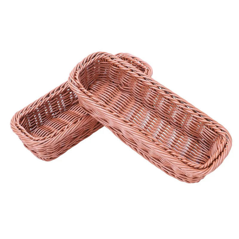 panier tressé rattan brun rectangulaire stockage couverts fourchette fruits rustique chambre bếp