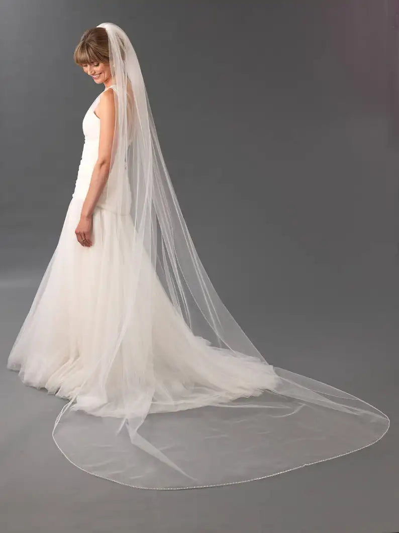 voile mariée blanc bord classique polyester translucide femme adulte