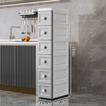 rangements mural blanc gris moderne minimaliste meuble tiroirs poignées roulettes