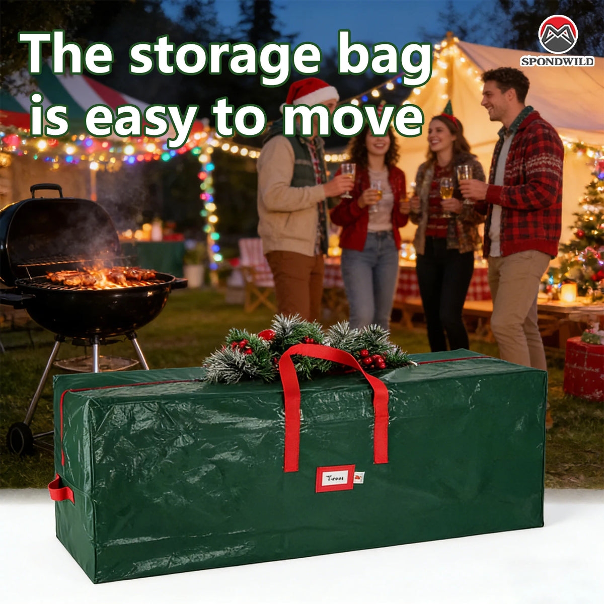 sac rangement sapin noël imperméable durable poignées robustes réutilisable extra large vert rouge gris