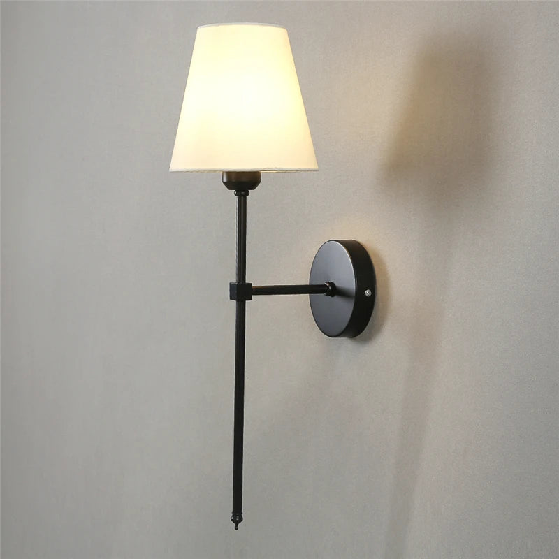 applique murale moderne or noir abat jour tissu éclairage chambre cuisine miroir salle bain