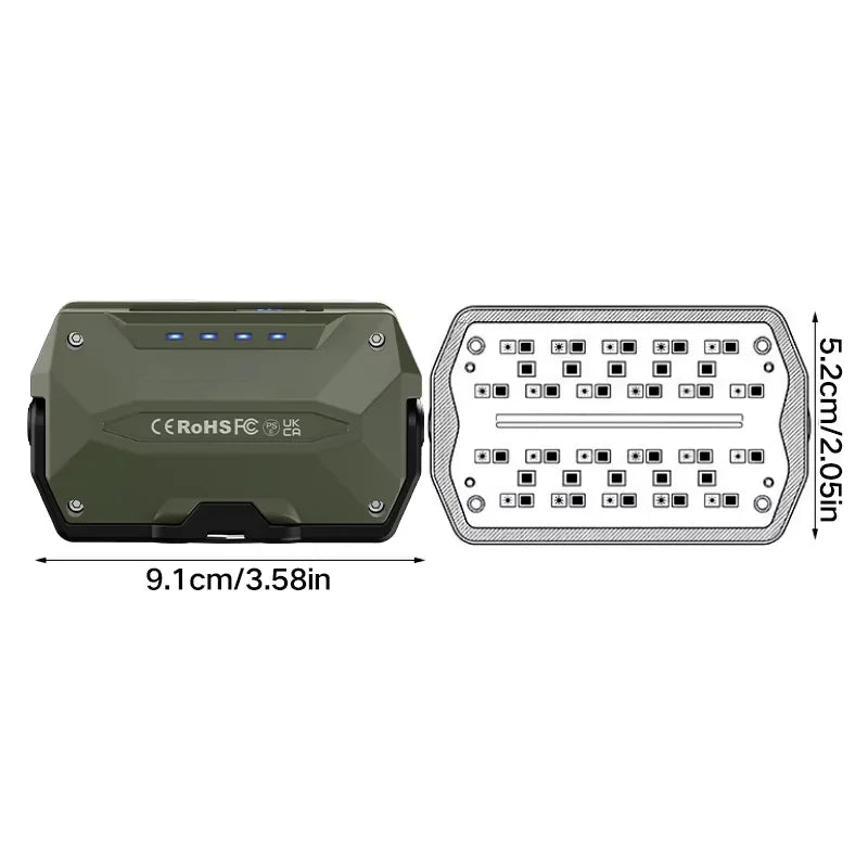 lampe poche multifonctionnelle moderne aimantée rechargeable blanc vert olive pratique