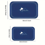 tapis bain antidérapant motifs floraux gris foncé bleu marine bordure dorée moderne textures
