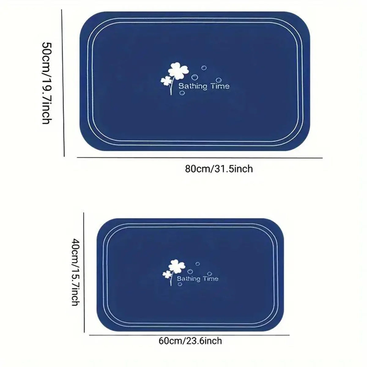 tapis bain antidérapant motifs floraux gris foncé bleu marine bordure dorée moderne textures
