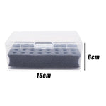 boîte rangement piles 32 slots mousse texturée transparente utilitaire