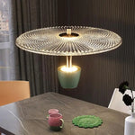 suspension lumineuse moderne élégante dorée transparente câble suspendu chambre salon étude